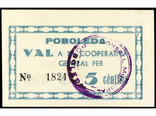 CATALUNYA. 5 Cèntims. C.M. de POBOLEDA. ESCASO. AT-1937. EBC