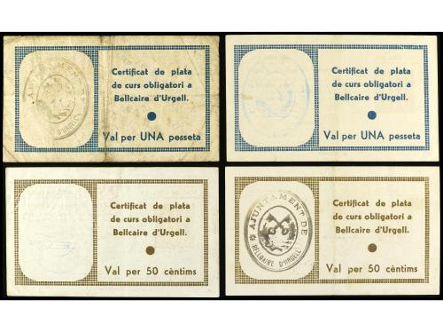 CATALUNYA. Lote 4 billetes 50 Cèntims (2) y 1 Pesseta (2). 4