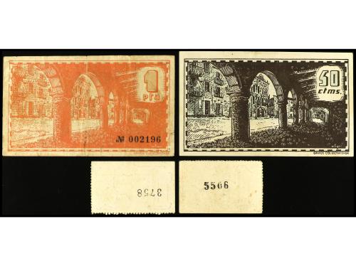 CATALUNYA. Lote 4 billetes 10, 15, 50 Cèntims y 1 Pesseta. A
