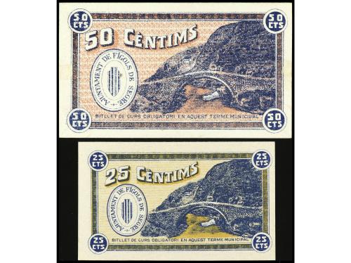 CATALUNYA. Lote 2 billetes 25 y 50 Cèntims. 25 Octubre 1937.