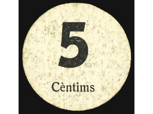 CATALUNYA. 5 Cèntims. Aj. de LA FATARELLA. Cartón redondo. M