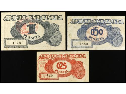 CATALUNYA. Lote 3 billetes 0,25, 0,50 y 1 Pesseta. 4 Setembr