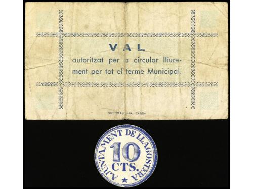 CATALUNYA. Lote 2 billetes 10 Cèntims y 1 Pesseta. Aj. de LL