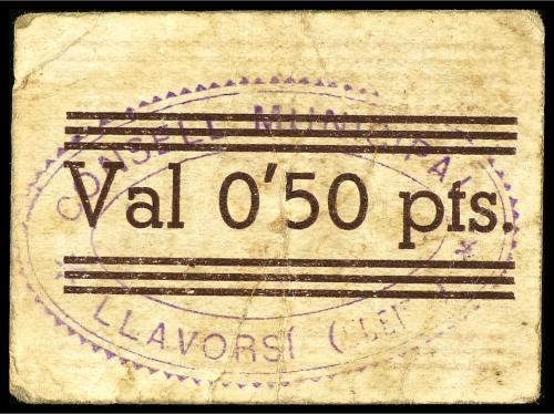 CATALUNYA. 0,50 Pessetes. C.M. de LLAVORSI. (Sucio). MUY ESC