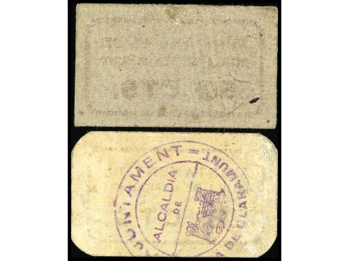 CATALUNYA. Lote 2 billetes 25 y 50 Cèntims. Aj. de POBLA DE 