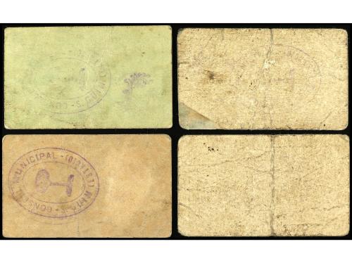 CATALUNYA. Lote 4 billetes 50 Cèntims (2) y 1 Pesseta (2). 2