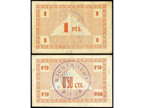 CATALUNYA. Lote 2 billetes 50 Cèntims y 1 Pesseta. 1937. Aj.