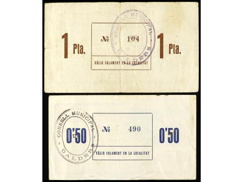 CATALUNYA. Lote 2 billetes 0´ 50 y 1 Pesseta. Agost 1937. C.