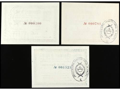 CATALUNYA. Lote 3 billetes 0´ 25, 1 y 2 Pessetes. 18 maig 19