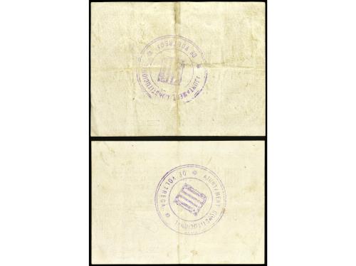 CATALUNYA. Lote 2 billetes 50 Cèntims y 1 Pesseta. 5 Juny 19