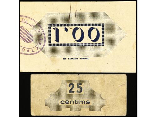 CATALUNYA. Lote 2 billetes 25 Cèntims y 1 Pesseta. Maig 1937