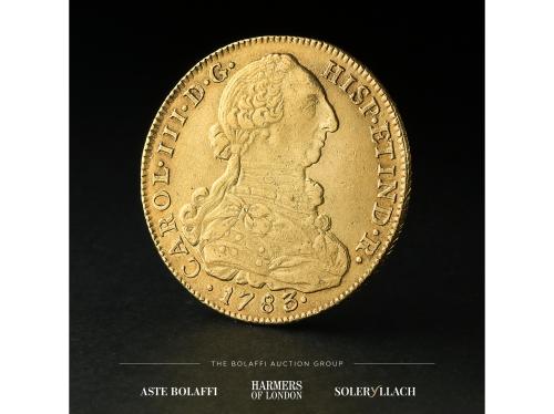 CARLOS III. 8 Escudos. 1783. NUEVO REINO. J.J. Anv.: Busto a