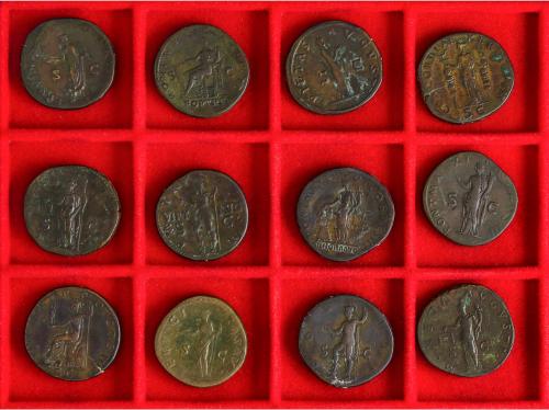 IMPERIO ROMANO. Lote 14 monedas Sestercio. 117-138 d.C. ADRI