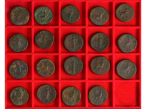 IMPERIO ROMANO. Lote 19 monedas Sestercio. ADRIANO. AE. Algu