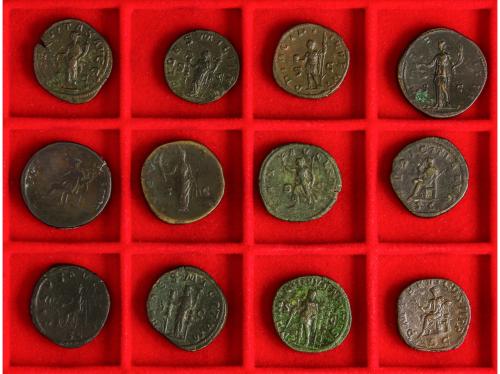 Lote 12 monedas Sestercio. VARIOS EMPERADORES. FAUSTINA, FIL
