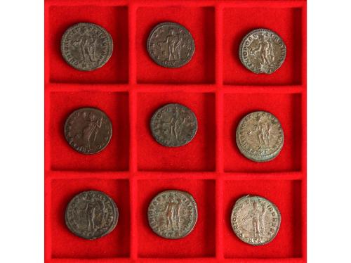 IMPERIO ROMANO. Lote 9 monedas Follis. VARIOS EMPERADORES. A