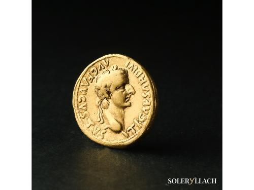 IMPERIO ROMANO. Áureo. 14-17 d.C. TIBERIO. LUGDUNUM (Lyon). 