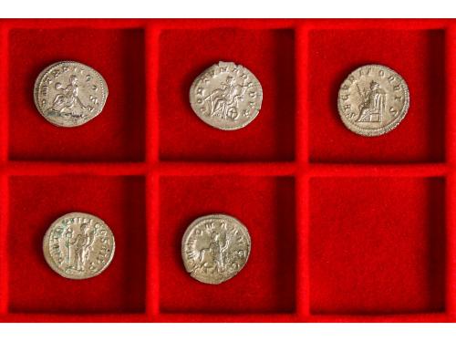IMPERIO ROMANO. Lote 5 monedas Antoniniano. 244-247 d.C. FIL