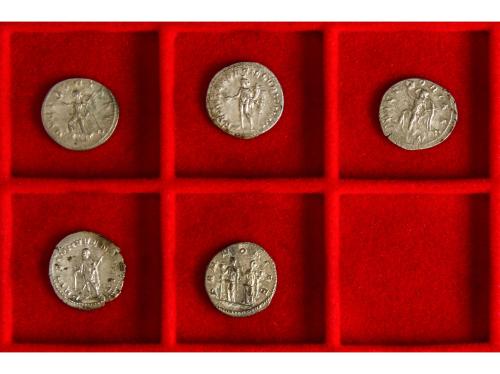 IMPERIO ROMANO. Lote 5 monedas Antoniniano. 249-251 d.C. TRA