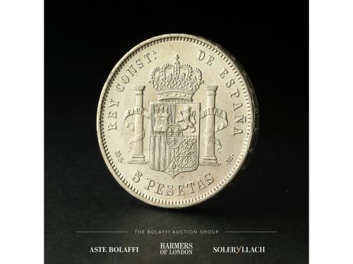 ALFONSO XII. 5 Pesetas. 1883 (*18-83). M.S.-M. Anv.: Busto a