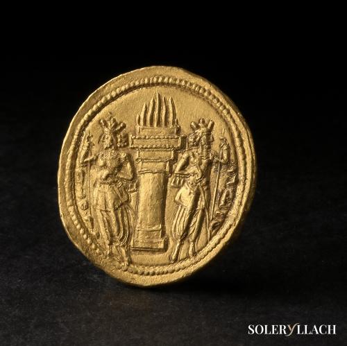 MONEDAS SASÁNIDAS. Dinar. 260-272 d.C. SHAPUR I. Ceca I ``Ct