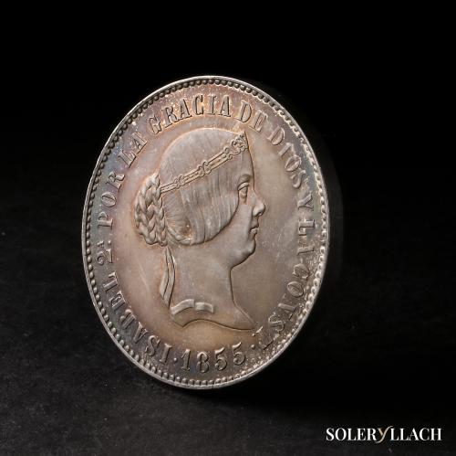 ISABEL II. 10 Reales. 1855. MADRID. 12,78 grs. Prueba en pla
