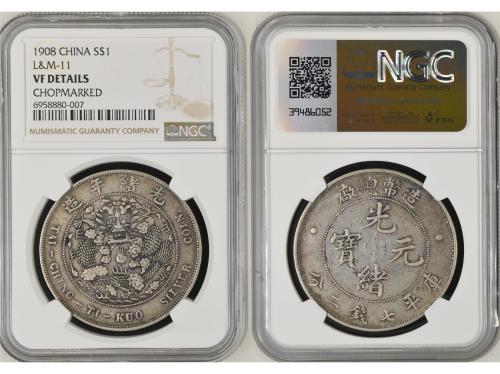 CHINA. 1 Dollar. 1908. HSUAN T´ UNG. EMPIRE. NGC VF DETAILS 