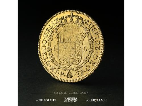 FERNANDO VII. 8 Escudos. 1810. POPAYÁN. J. F. Anv.: Busto de