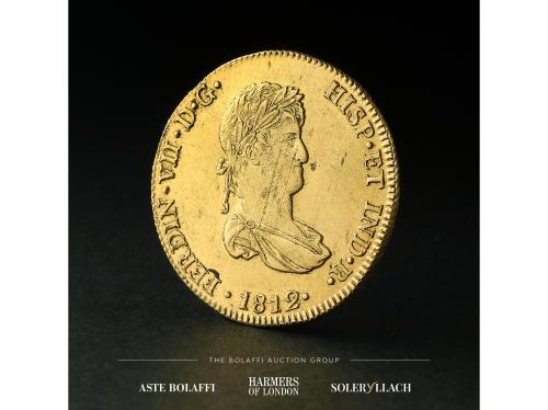 FERNANDO VII. 8 Escudos. 1812. LIMA. J.P. Anv.: Busto pequeñ