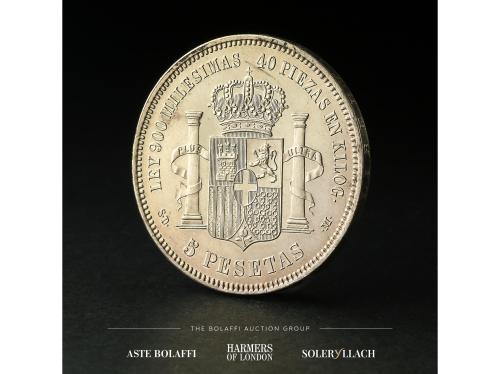AMADEO I. 5 Pesetas. 1871 (*18-71). S.D.-M. Anv.: Busto a iz