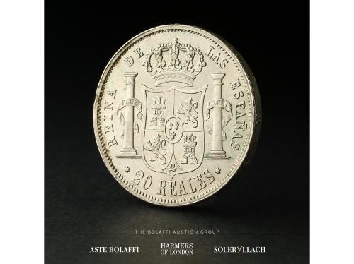 ISABEL II. 20 Reales. 1850. MADRID. Anv.: Busto a derecha. R