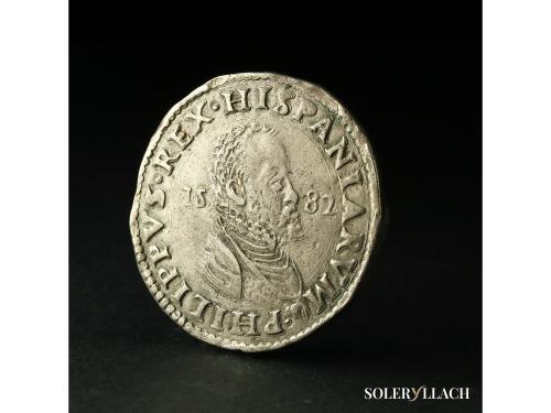 FELIPE II. Ducatón. 1582. MILÁN. 31,75 grs. Pátina irregular