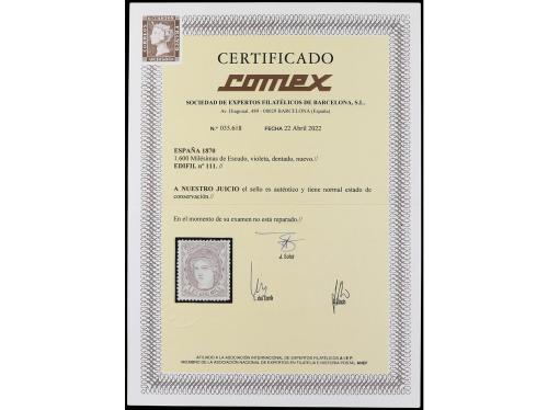 (*) ESPAÑA. Ed. 111. 1 Esc. 600 mils. violeta. Excelente cen
