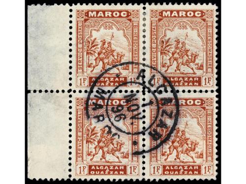 ° MARRUECOS: CORREO LOCAL. Yv. 3, 5, 8 (4). 10 cts. azul, 20