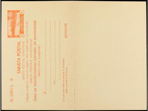 ✉ MARRUECOS. ENTEROS Postales de 30 cts. rojo y 30 + 30 cts.