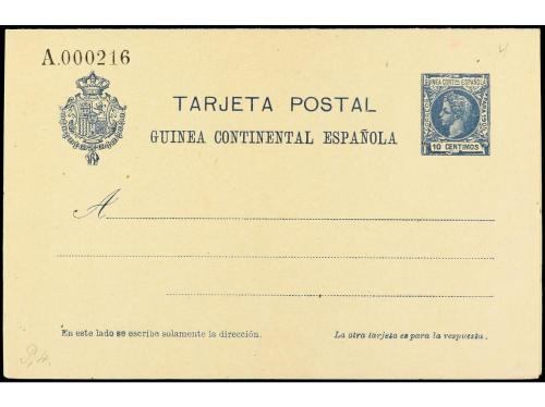 ✉ COLONIAS ESPAÑOLAS: GUINEA. ENTERO Postal de 10 cts. + 10 
