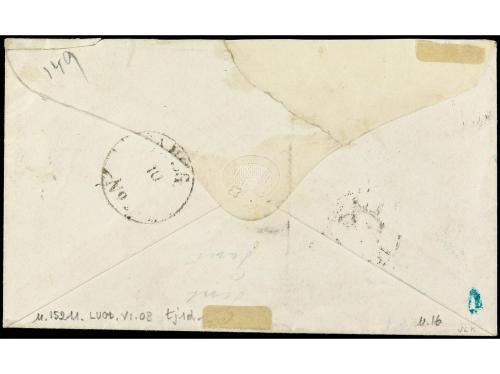 ✉ PORTUGAL. Mu. 18 (2). 1867. LISBOA a ALEMANIA. 100 reis li
