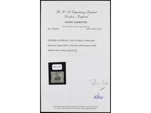 (*) AUSTRALIA. Yv. 1, S.G. 1. 1854. 1 p. negro, márgenes com