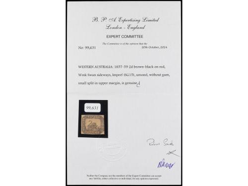 (*) AUSTRALIA. Yv. 2, S.G. 15. 1858. 2 p. castaño negro sobr