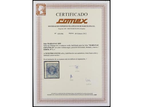 * COLONIAS ESPAÑOLAS: MARIANAS. Ed. 1hx. 2 centavos verde. H