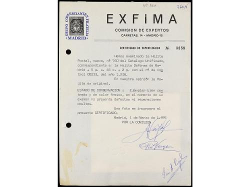 ** ESPAÑA. Ed. 760. H.B. Aéreo + 5 pts. azul. RARA sin fijas