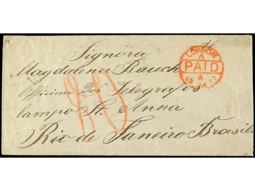 ✉ AUSTRIA. 1877. MARIAHILF (Viena) a RIO DE JANEIRO. 5 kr. r