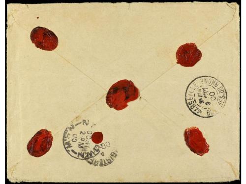 ✉ ESPAÑA. Ed. 214 (3), 219 (3). 1900. BARCELONA a SYDENY. 2 