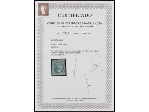 * ESPAÑA. Ed. 20. 5 reales verde. Amplios márgenes y color i