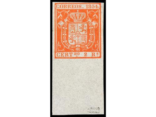 (*) ESPAÑA. Ed. 25M. 2 reales rojo, borde de hoja, procedent