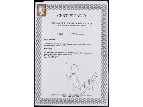 (*) ESPAÑA. Ed. 25M. 2 reales rojo, borde de hoja, procedent