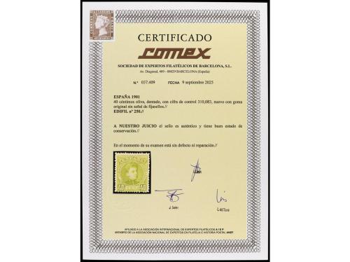 ** ESPAÑA. Ed. 250. 40 céntimos verde. Bien centrado. Cert. 