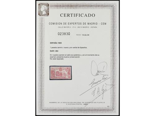 ** ESPAÑA. Ed. 264. 1 peseta carmín. Muy bien centrado. Sell