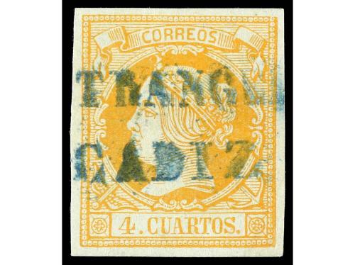 ° ESPAÑA. Ed. 52. 4 cuartos naranja, mat. ESTRANGERO/CADIZ e