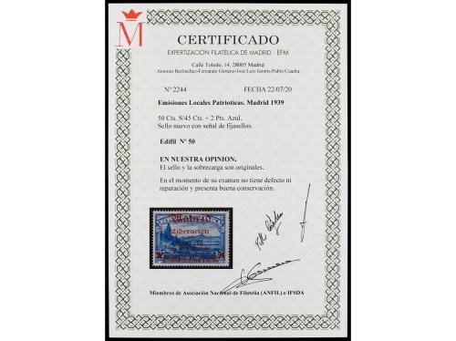 * ESPAÑA E. LOCALES PATRIOTICAS: MADRID. Ed. 50. 50 c. s. 45